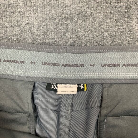 Under Armour Golf Pants Mens 36 Gray Match Play Pinstripe Nylon Blend Flat Front - Picture 4 of 13